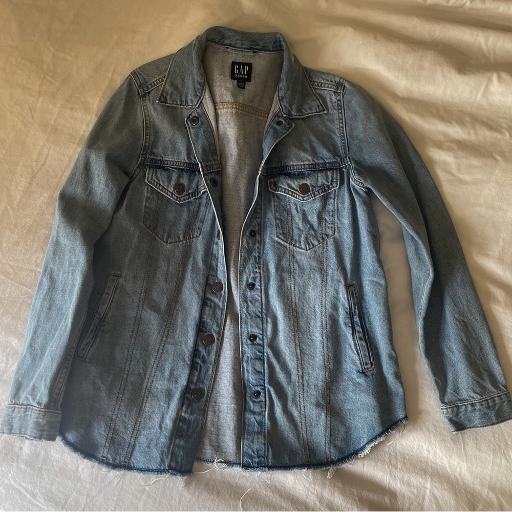 Gap Distressed Denim Shirt - Small